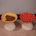 Elevated Cat Bowls Raised Cat Food Bowl Red Mushroom - Tilted Ceramic
