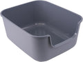 Large Cat Litter Box Low Entry Grey - High Sides, Easy Clean