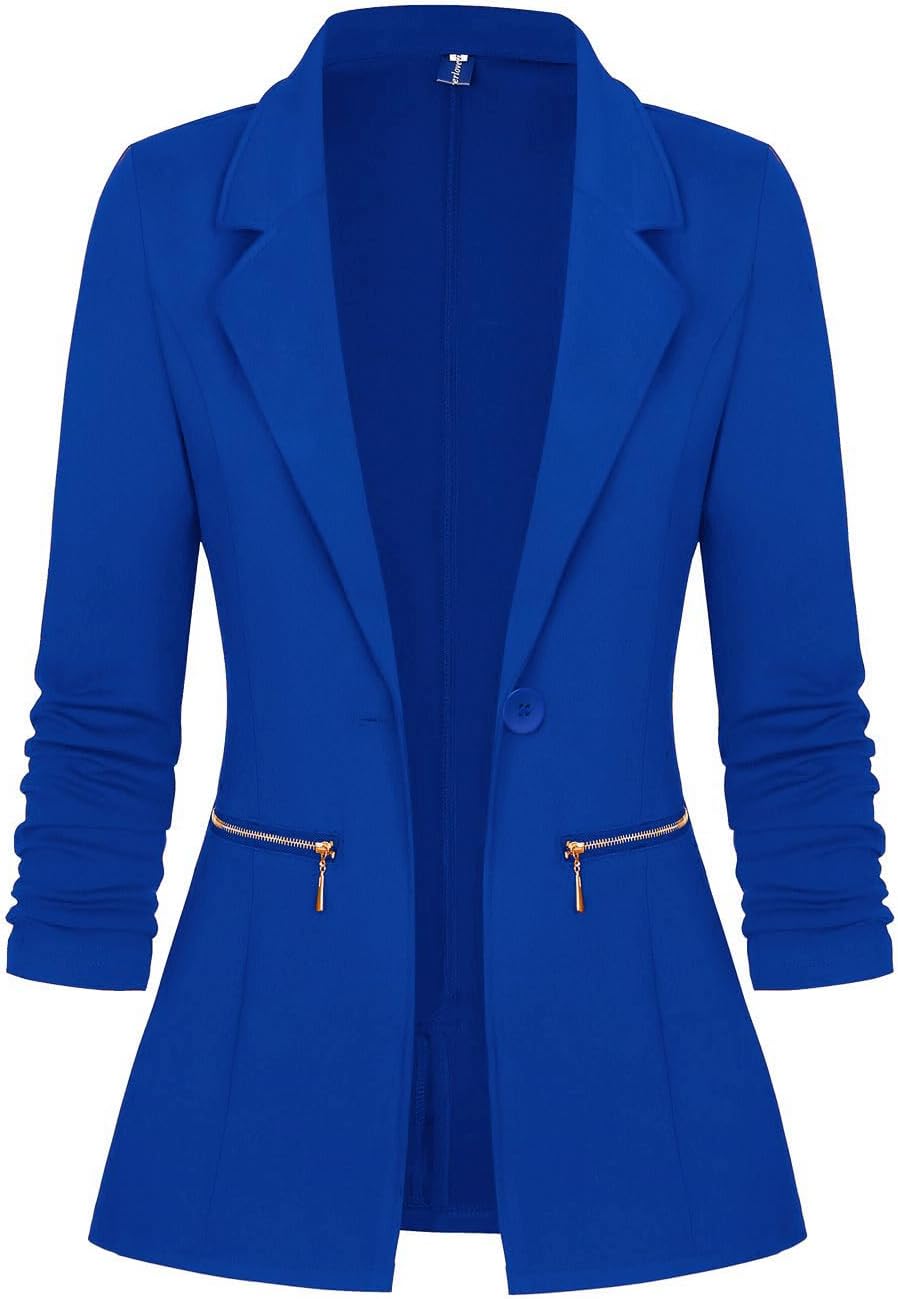 Genhoo Women's Long Sleeve Blazer Open Front Cardigan Jacket