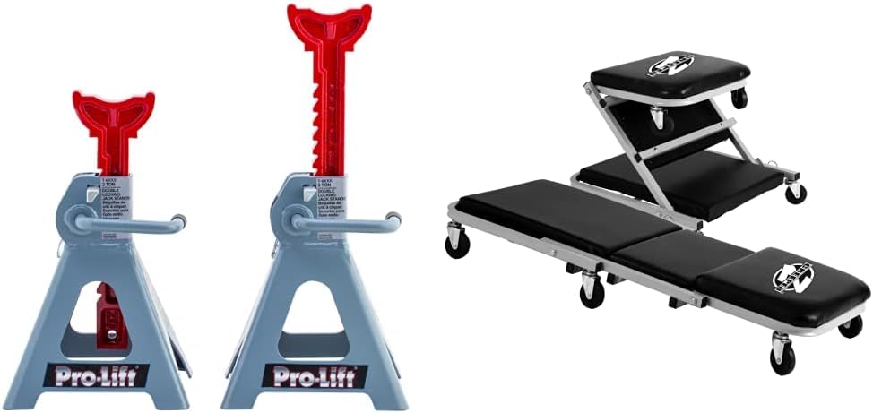 Pro-Lift T-6903D Jack Stands and C-2036D Creeper Seat Combo
