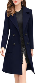 Women Midi Double Breasted Wool Blend Overcoat - Warm Knee Length