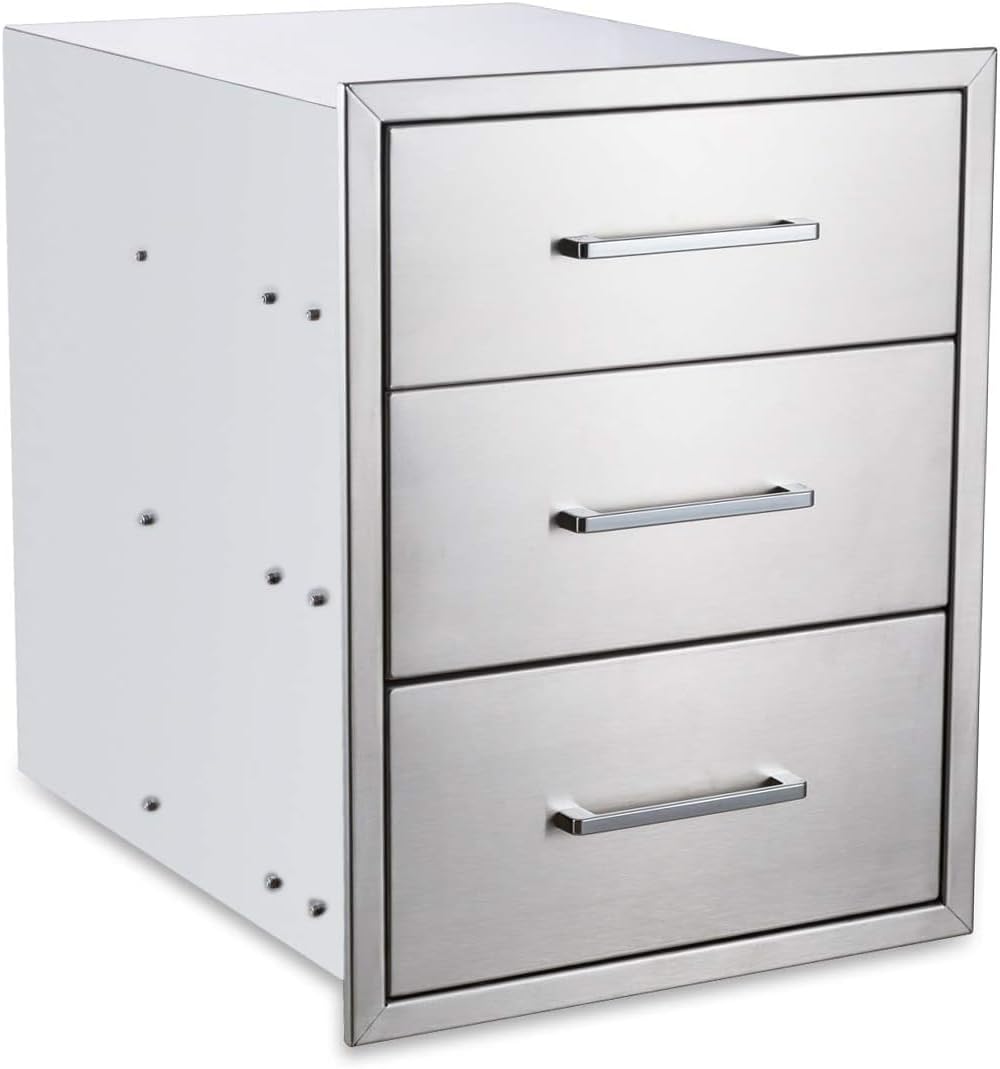 Outdoor Kitchen Drawers: Stainless Steel BBQ Triple Drawer Unit