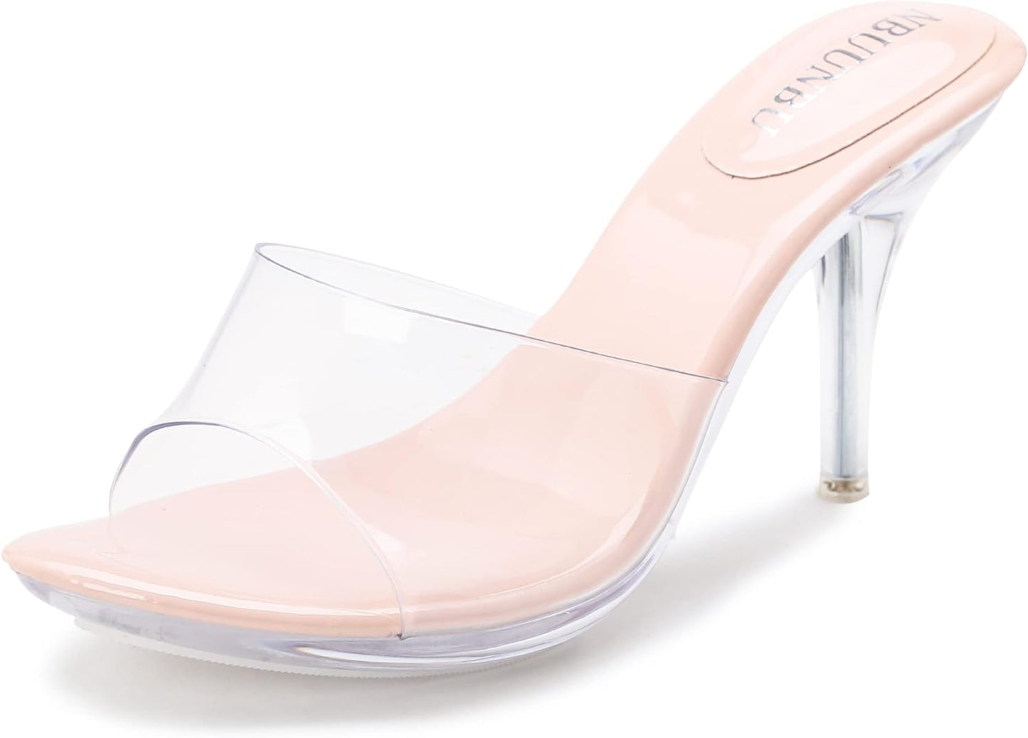 NBUUNBU Silver Clear Heels for Women - Sexy Stiletto Sandals