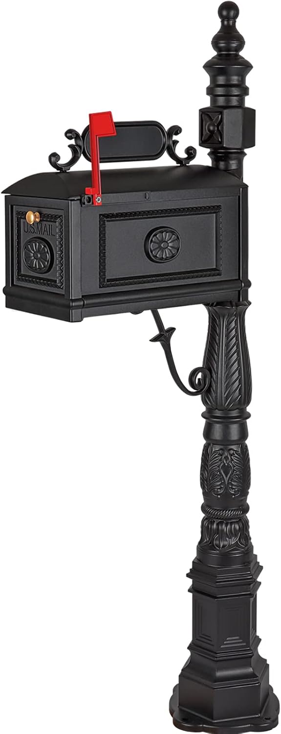 Barcelona Decorative Post Mailbox - Heavy Duty Cast Aluminum