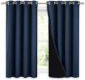 NICETOWN 100% Blackout Curtains with Black Liners - Thermal Insulated
