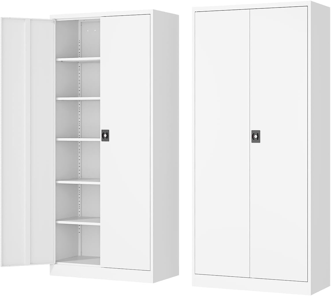Metal Storage Cabinet with Lockable Doors for Home and Office