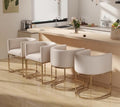 Contemporary Cream Linen Bar Stools Set of 4 - 24in Counter Height