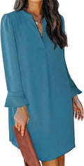 QACOHU Fall Dresses for Women 2025 Casual V Neck Long (Style 3Z11)