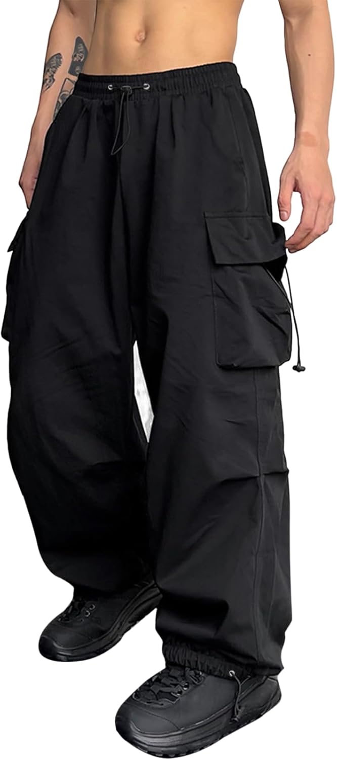 ZAFUL Flat Pocket Parachute Pants for Men Casual Baggy Cargo