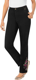 Plus Size Straight-Leg Stretch Denim Five-Pocket Jeans (Style V4MY)