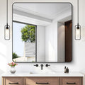 Large Square Bathroom Mirror 42x42 in with Rounded Corners - Clear HD