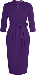 GRACE KARIN Womens V Neck 3/4 Sleeve Bodycon Work Dress - With Pockets