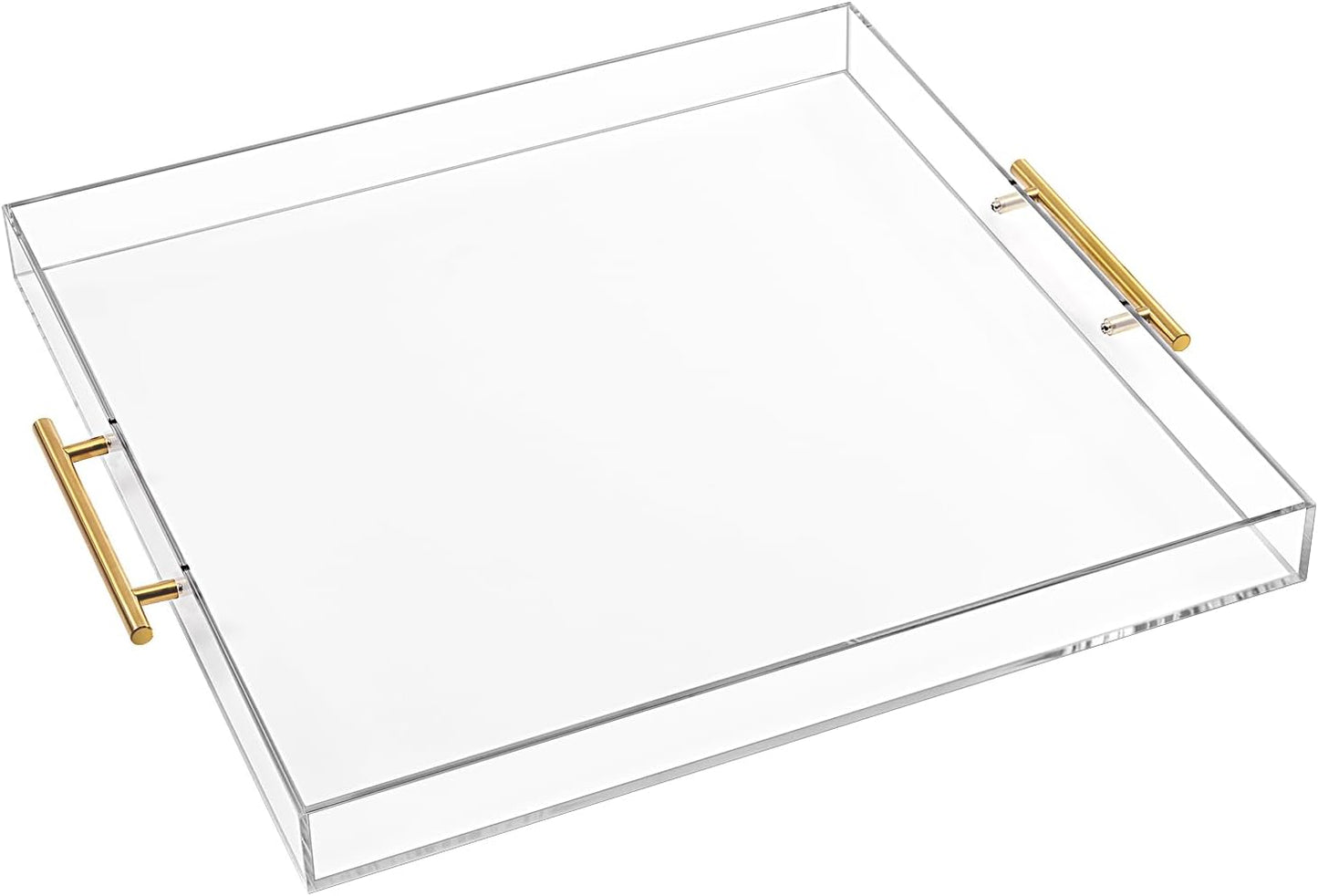 Extra Large Clear Acrylic Serving Tray with Gold Handles