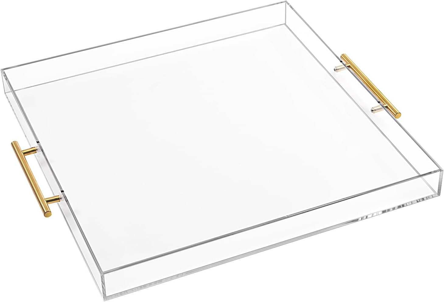 Extra Large Clear Acrylic Serving Tray with Gold Handles