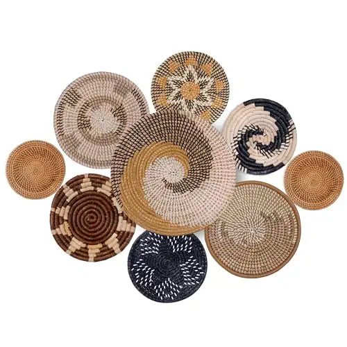 Handcrafted Boho Wall Basket Decor Set of 9 for Any Home Style