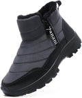 Mens Winter Snow Boots Fur Lined Ankle Boots - Waterproof Zipper