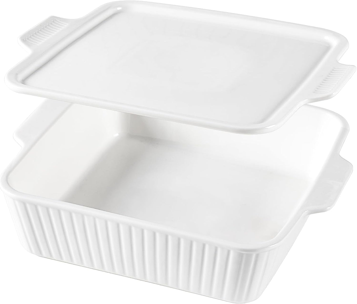 Dizada Casserole Dish for Oven with Lid - 10 Inch Square Bakeware