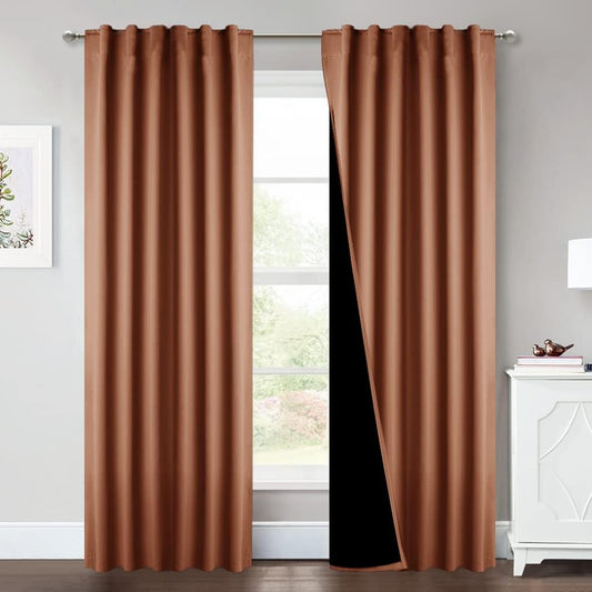 NICETOWN Full Shade Burnt Orange Curtain Panels for Windows