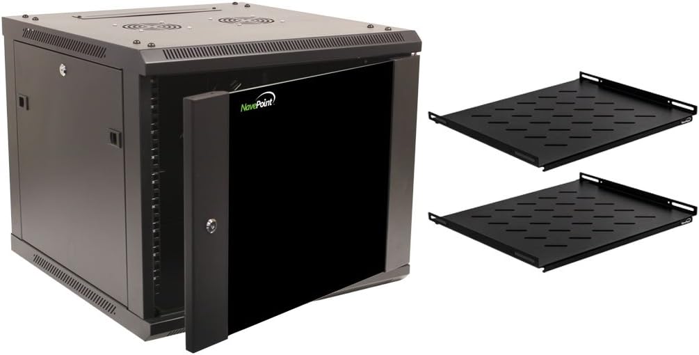 NavePoint 9U Wall Mount 19 Inch Server Cabinet Rack Enclosure