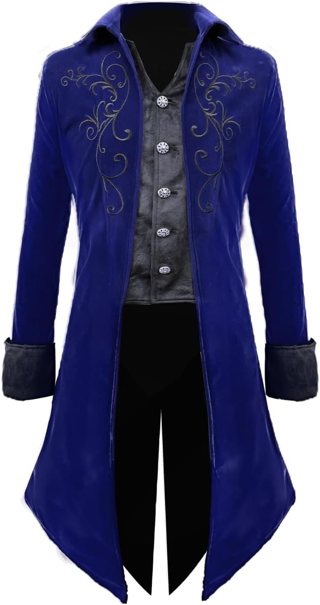 Crubelon Mens Steampunk Tailcoat Jacket for Gothic Style Events