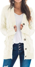 Women's Cable Knit Cardigan Long Sleeve Button Down - Cozy Layering