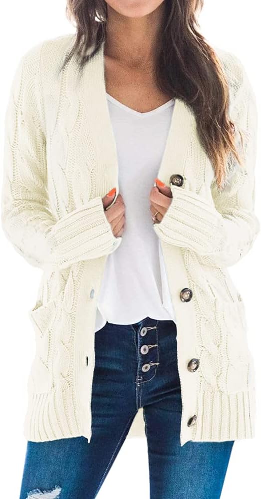 Goranbon Women's Cable Knit Cardigan for Stylish Comfort