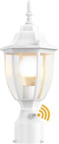 Dusk to Dawn Outdoor Post Light - Classic White Post Lantern