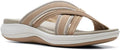 Clarks womens Roseville Bay Flat Sandal in White Leather - Cushioned