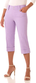 Rekucci Women's Ease into Comfort Modern Classic Cuffed Capri - Smooth