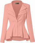 Hybrid & Company Women's Double Lapel Peplum Blazer (Style T1VZ)