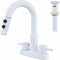Bathroom Sink Faucet with Pull Down Sprayer 4 in 2-Handle Centerset