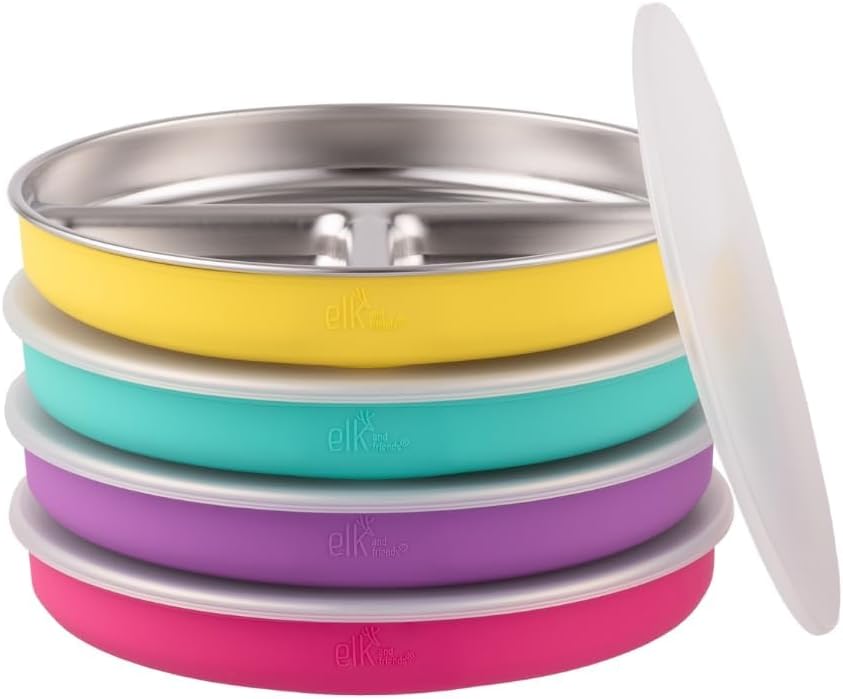 Stainless Steel Divided Plates for Kids with Silicone Sleeve