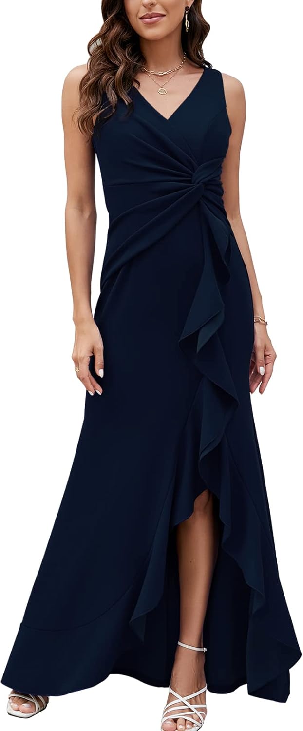 Elegant Evening Dresses for Women with V Neck and Split Design