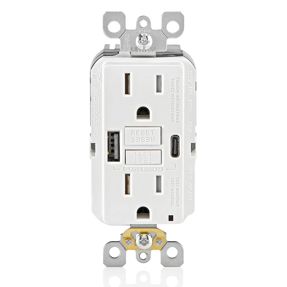 Leviton GUAC1-W SmartlockPro GFCI with USB Charger Ports