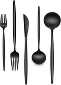 60-Piece 12 Setting Black Silverware Set for 12 - Matte Stainless