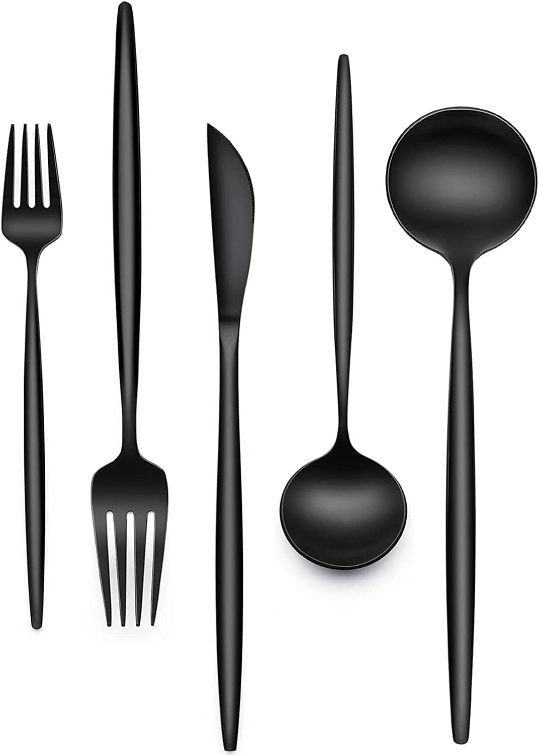 60-Piece Black Silverware Set for 12 - Premium Flatware Cutlery