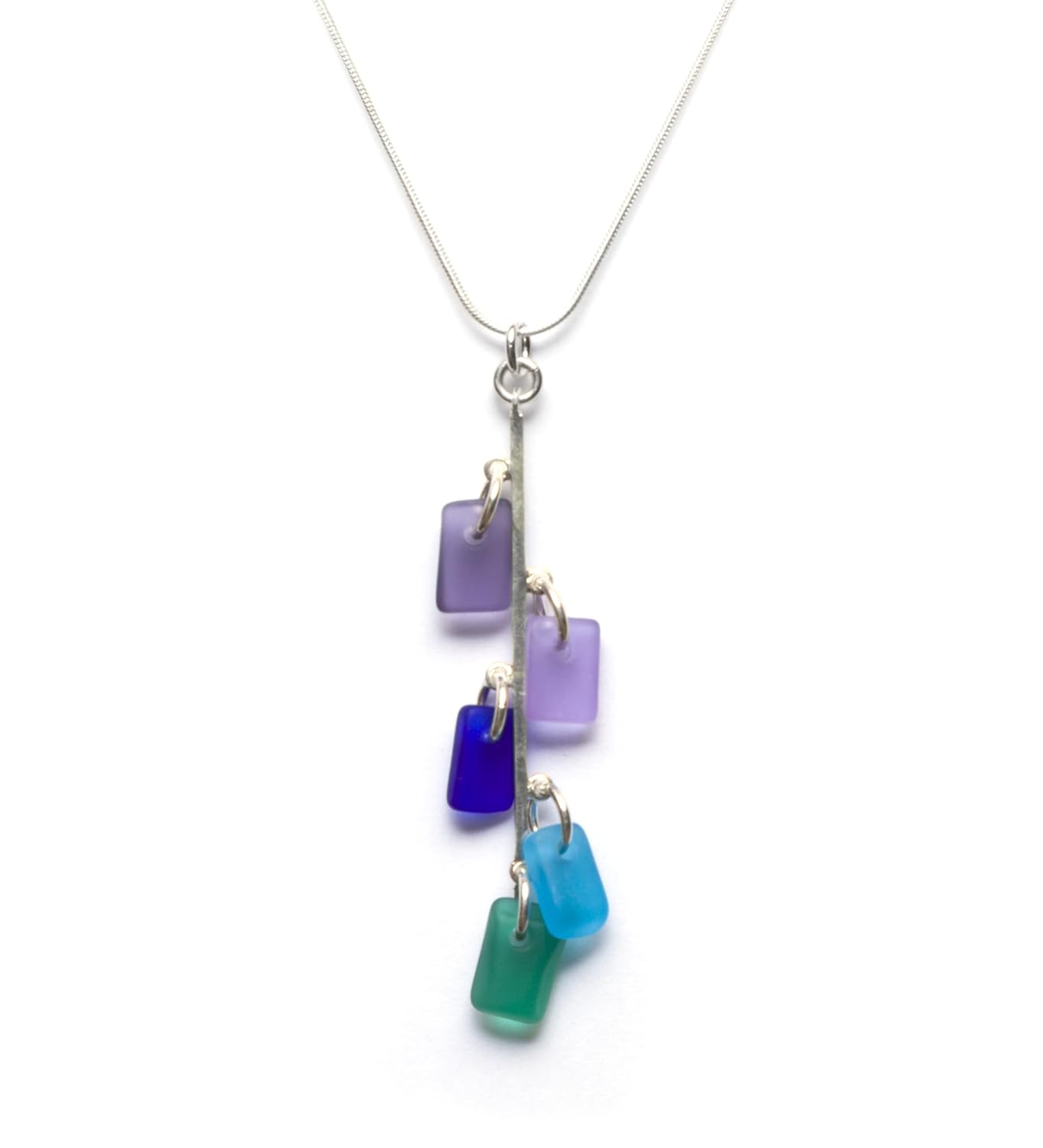 Sea Glass Avalon Pendant with 16in Snake Chain - Unique Jewelry