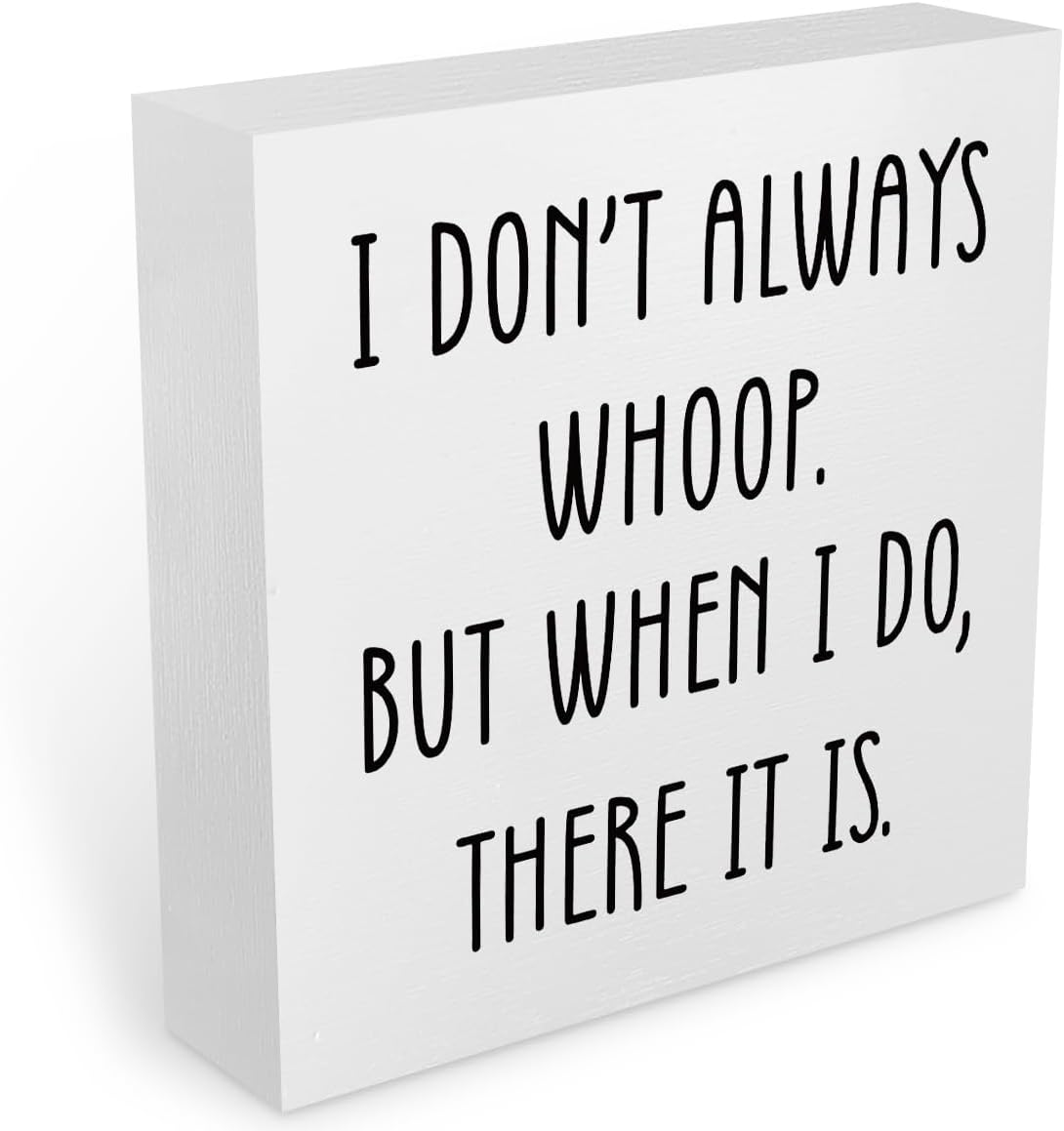 Rustic Desk Decor: Funny Quotes Wooden Box Sign - Blue Leaves