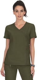 KOI Lite Women's Philosophy Mock Wrap Side Zipper Solid Scrub Top cool