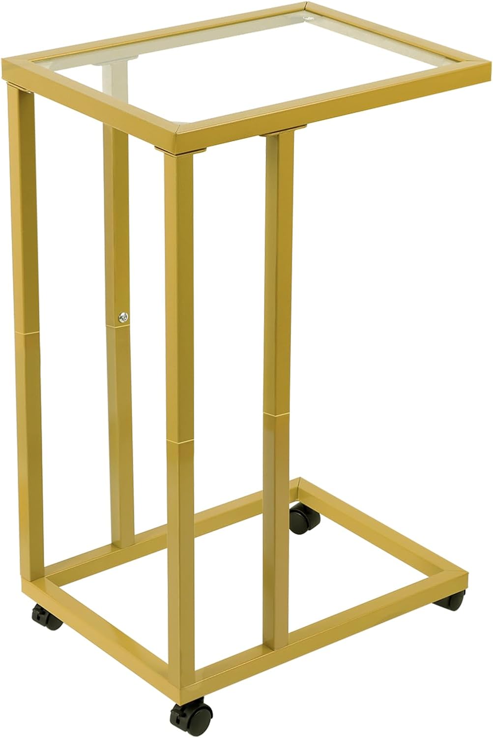 Fixwal Gold C-Shaped Glass End Table