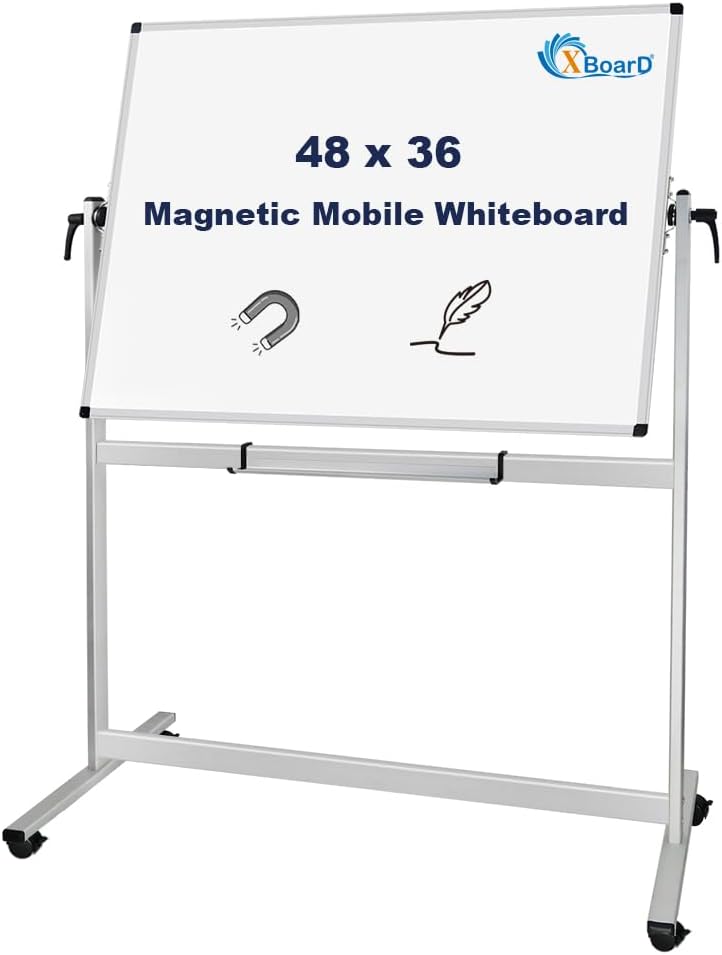 XBoard Rolling Whiteboard 48x36 inch for Home and Office Use