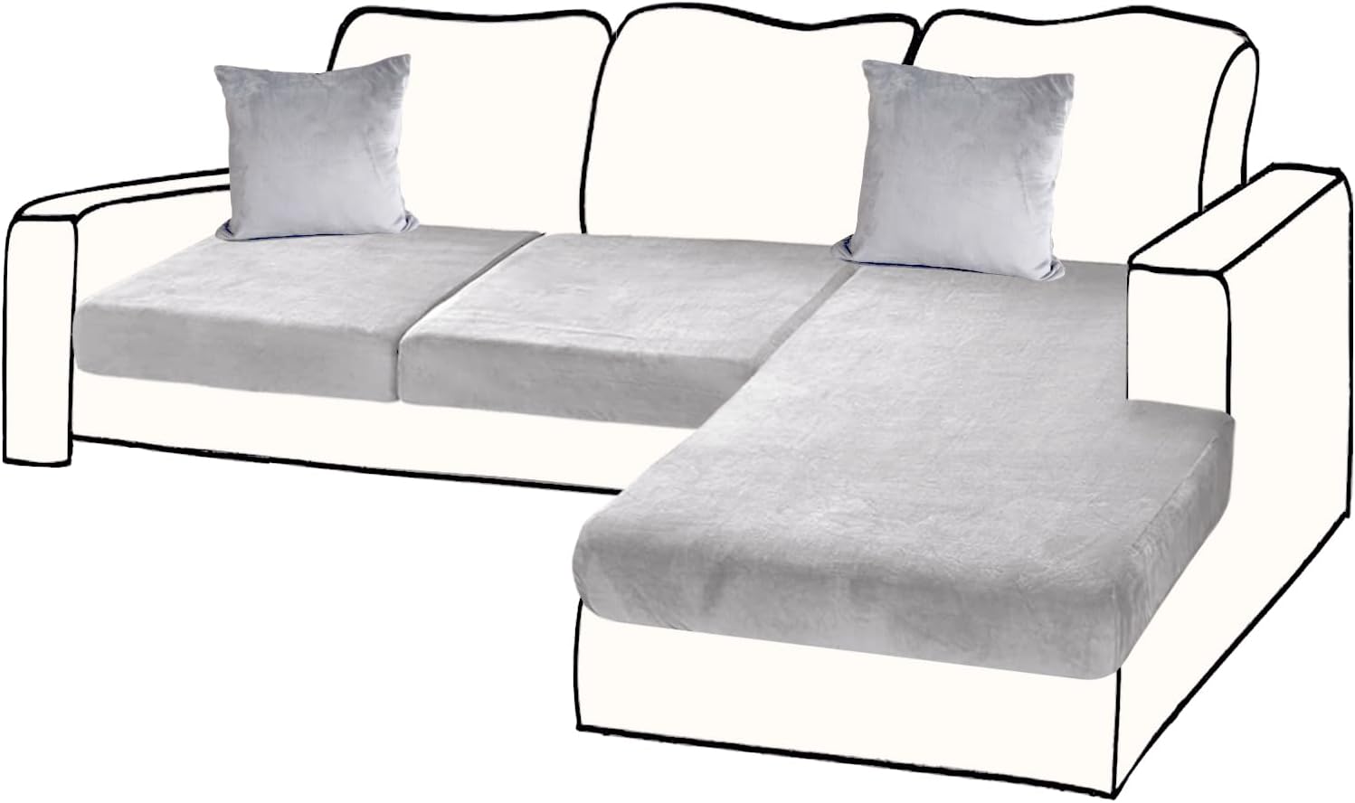Sectional Couch Covers for 3-Piece Velvet L Shape Sofa