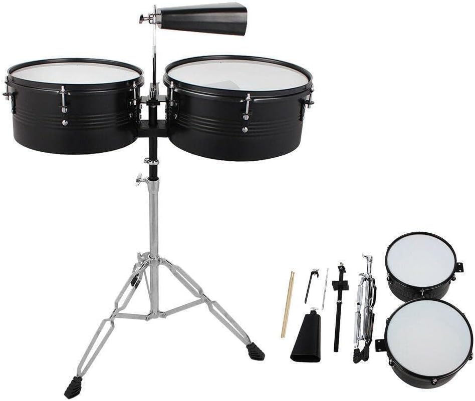 Lykos Percussion Timbales Drum Set with Stand and Cowbell