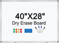 Dry Erase Board for Wall 40x28 - Magnetic Whiteboard with Long Tray