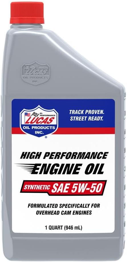 Lucas Oil 10101 Synthetic SAE 5W-50 Motor Oil for High RPM Engines