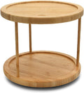 Bamboo Wooden Lazy Susan Turntable - 2-Tier 10 in Pantry Organizer