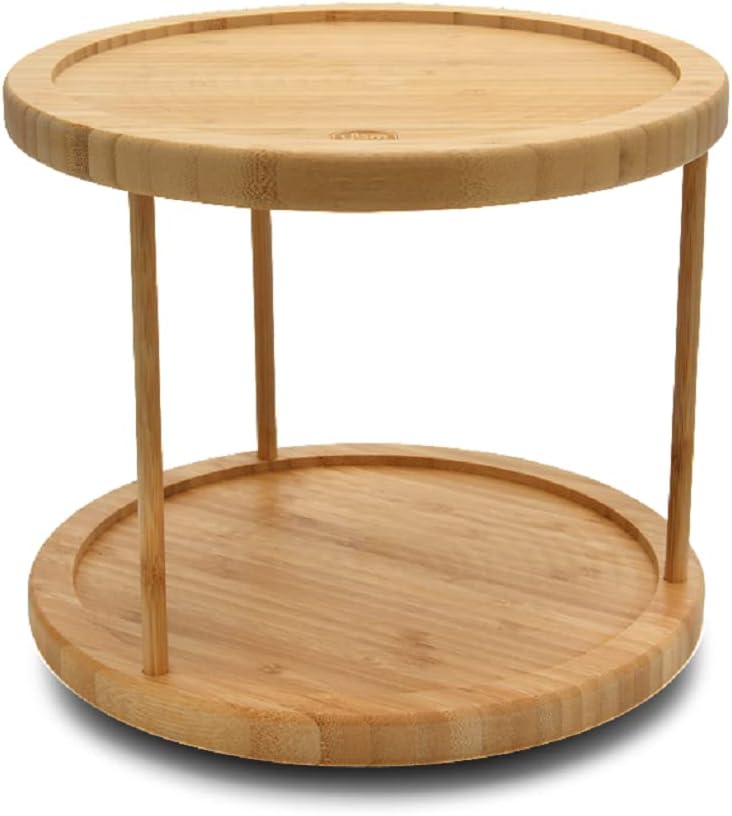 Bamboo Wooden Non-Skid Lazy Susan Turntable for Easy Access