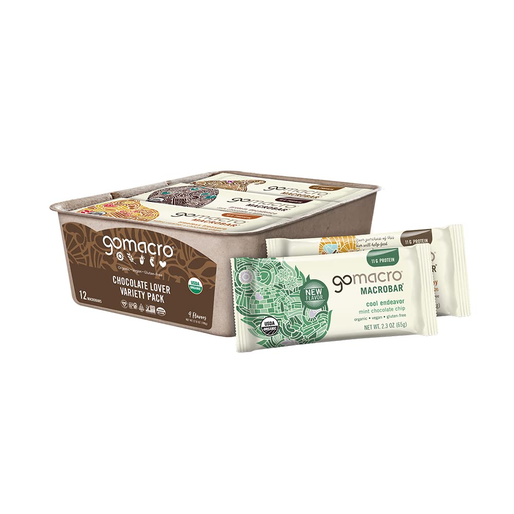 GoMacro MacroBar Organic Vegan Protein Bars - Chocolate Lover Pack