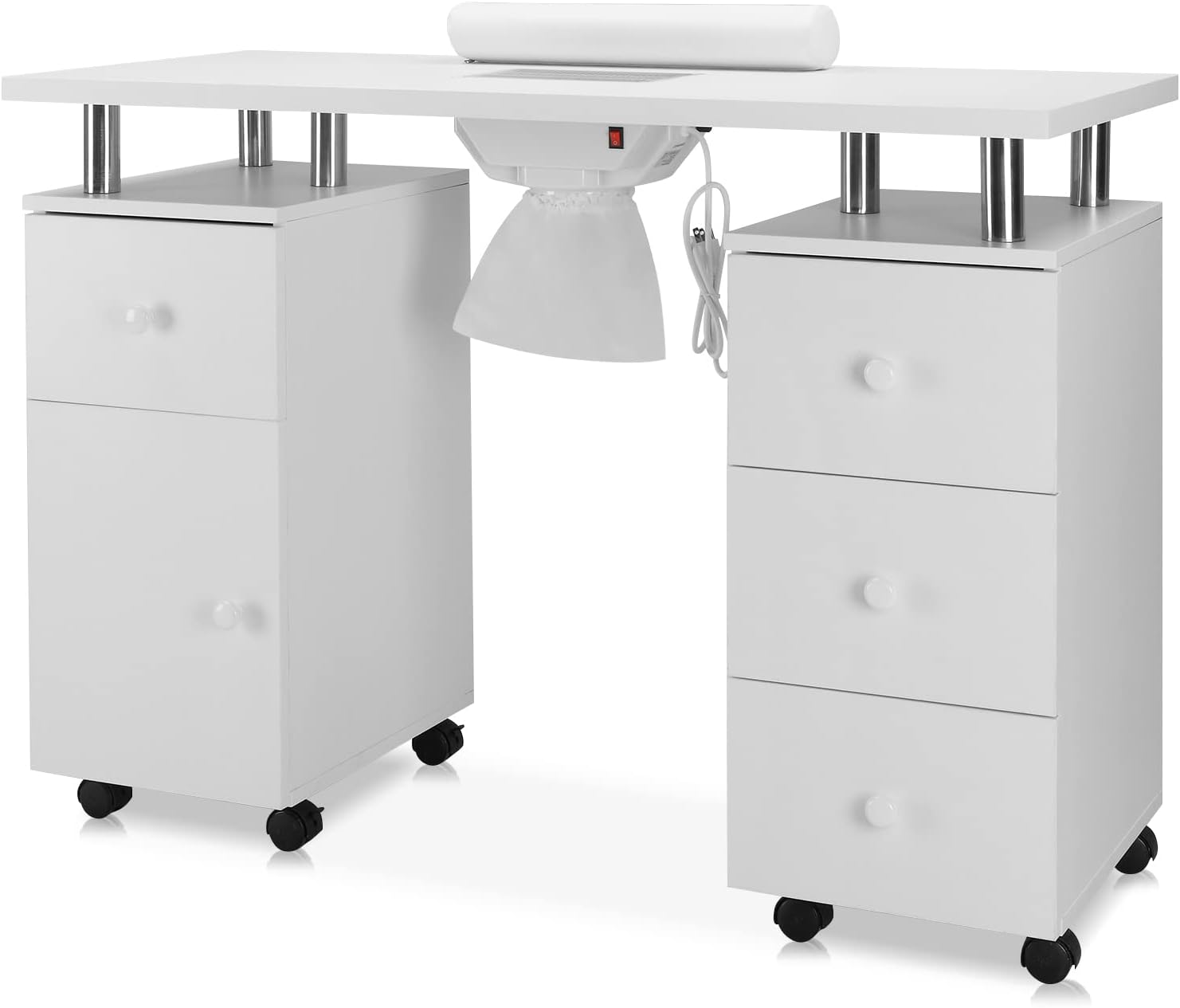 OmySalon Manicure Table with Electric Dust Collector and Storage