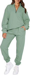 Women 2 Piece Oversized Half Zip Sweatsuit Set - Fleece Lined Comfort